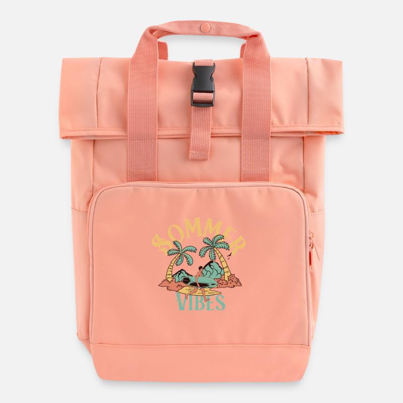 Ambiance estivale - Sac à dos Roll Top à deux anses - rose liberty