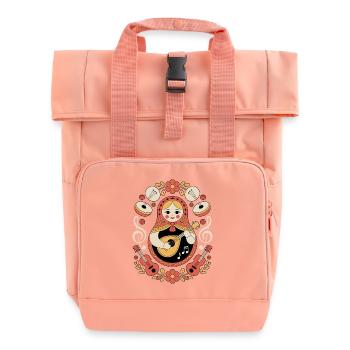 Matroschka Gitarren Folk Motiv - Rolltop Rucksack mit zwei Griffen - Chintzrosa - Vorne