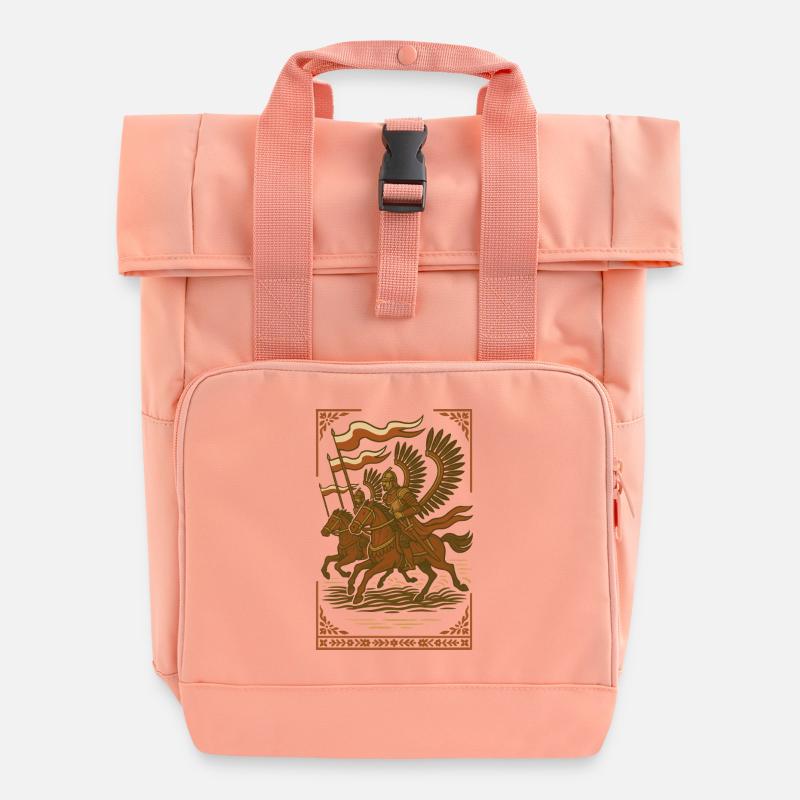 Polish Winged Hussars Charge - Roll Top Backpack with Two Handles - chintz rose