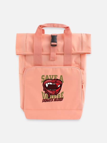 Save a Vampire – Donate Blood - Rolltop Rucksack mit zwei Griffen - Chintzrosa