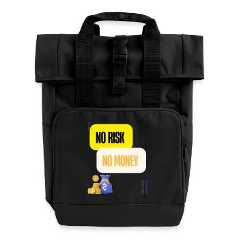 No Risk No Money - Roll Top Backpack with Two Handles - black - Front