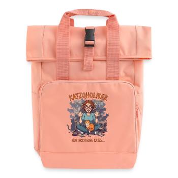 Katzoholiker Nur noch eine Katze - Lustiger Spruch - Rolltop Rucksack mit zwei Griffen - Chintzrosa - Vorne