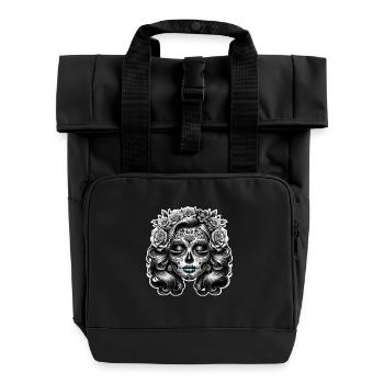 La Catrina - Roll Top Backpack with Two Handles - black - Front