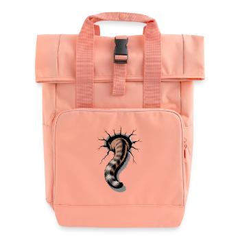 Cat tail looks out of hole funny cat picture - Roll Top Backpack with Two Handles - chintz rose - Front