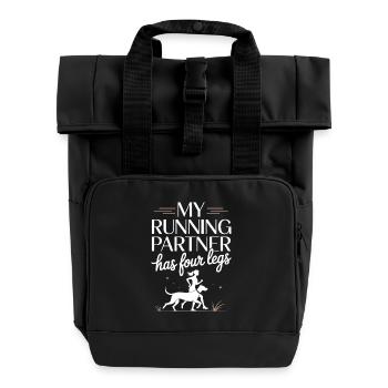 Canicross - Rolltop Rucksack mit zwei Griffen - Schwarz - Vorne