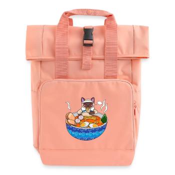 Kawaii Siamese Cat Ramen Japanese Noodle Foodie Gi - Roll Top Backpack with Two Handles - chintz rose - Front
