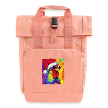 Portrait de Noël du Coq - Sac à dos Roll Top à deux anses - rose liberty - Devant