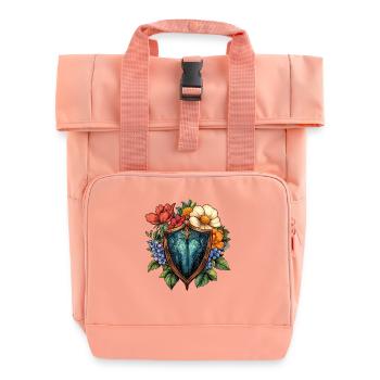 Blumenshield Heraldik - Rolltop Rucksack mit zwei Griffen - Chintzrosa - Vorne