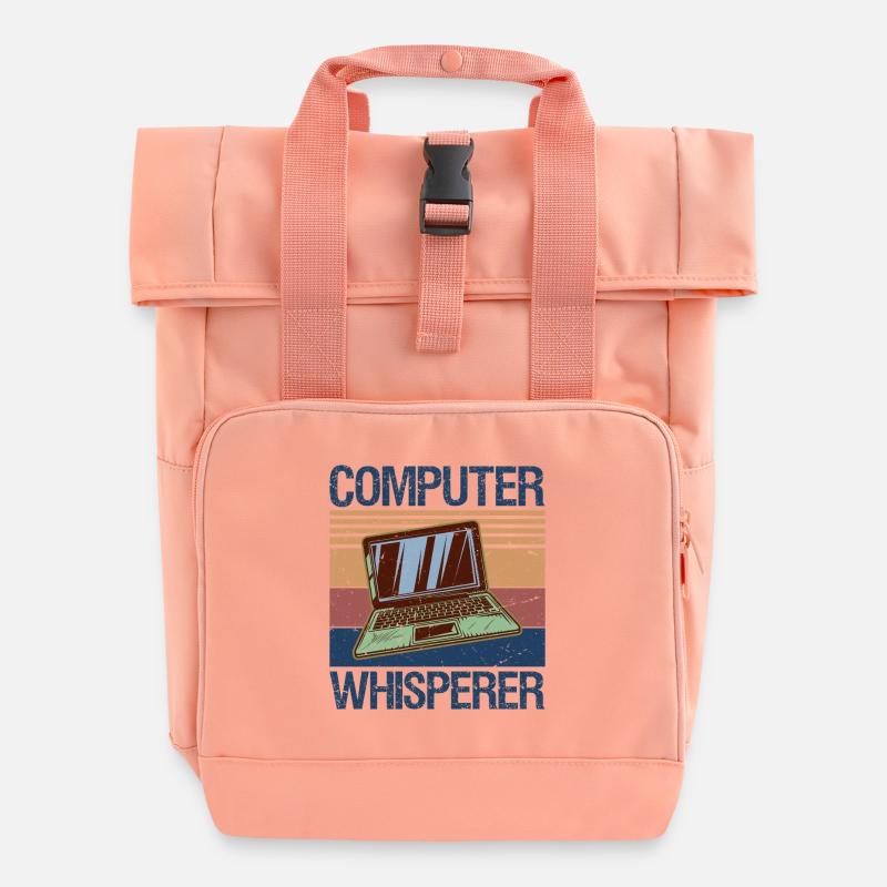 Computer Whisperer Shirt IT Tech Support Nerds - Roll Top Backpack with Two Handles - chintz rose