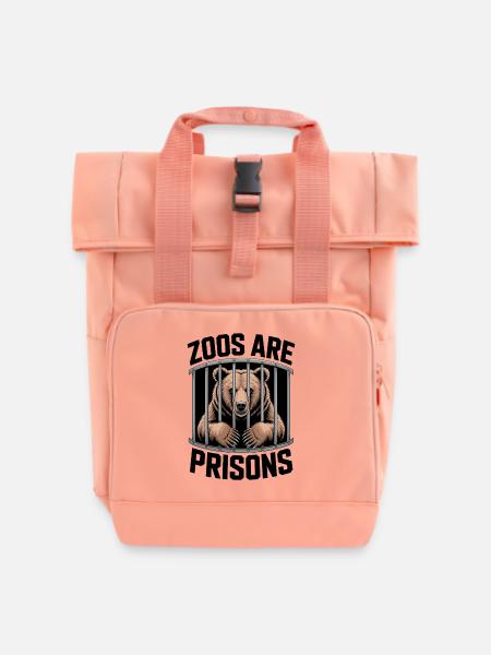 Bär hinter Gittern Motiv - Rolltop Rucksack mit zwei Griffen - Chintzrosa