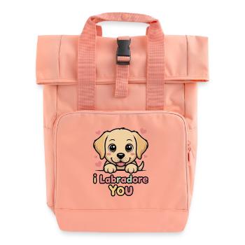 Ich Labrador, du Welpe Pun Pun - Rolltop Rucksack mit zwei Griffen - Chintzrosa - Vorne