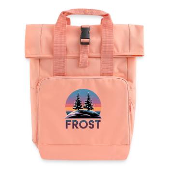  Frost Winterwald Retro Sonnenuntergang mit Tannen - Rolltop Rucksack mit zwei Griffen - Chintzrosa - Vorne