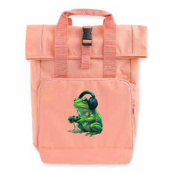 FroschGamer mit Kopfhörern - Rolltop Rucksack mit zwei Griffen - Chintzrosa - Vorne