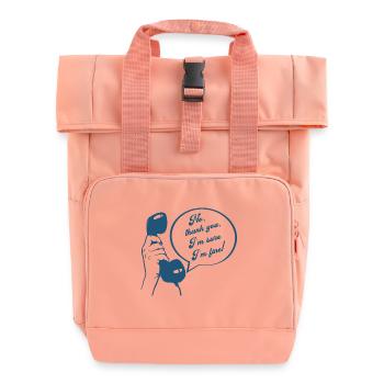 Retro Phone Design Funny Conversation  I'm Fine - Roll Top Backpack with Two Handles - chintz rose - Front
