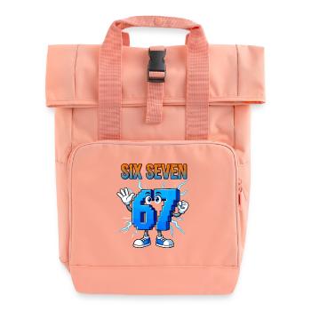 67 Gen Alpha Six Seven Italian 6 7 Brainrot - Roll Top Backpack with Two Handles - chintz rose - Front