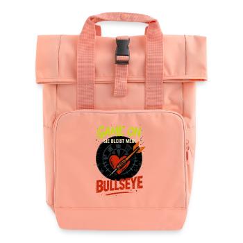 Darts Valentine's Day Bullseye, She Remains Mine - Roll Top Backpack with Two Handles - chintz rose - Front