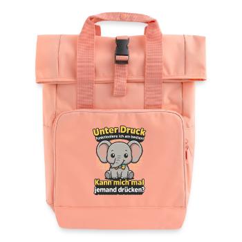 unter druck elefant, knuddel mich spruch - Rolltop Rucksack mit zwei Griffen - Chintzrosa - Vorne