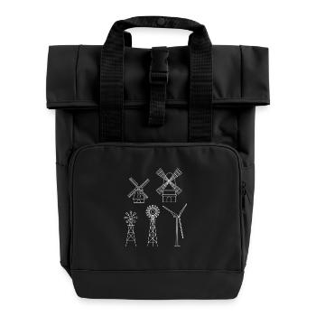 Windenergie Windkraft Windrad - Rolltop Rucksack mit zwei Griffen - Schwarz - Vorne