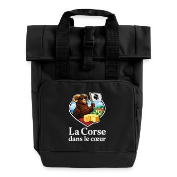 Corsica im Herzen Mouflonkäse - Rolltop Rucksack mit zwei Griffen - Schwarz - Vorne