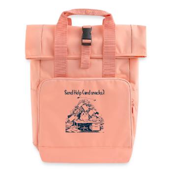 Hamster - Send Help and Snacks - Roll Top Backpack with Two Handles - chintz rose - Front