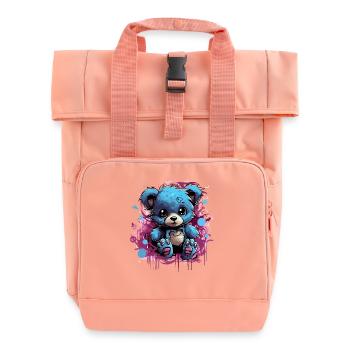 Blauer Kuschelbär Graffiti Pop - Rolltop Rucksack mit zwei Griffen - Chintzrosa - Vorne