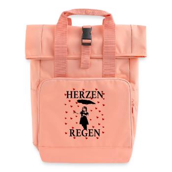 Heart Rain Girl Umbrella Romantic Love Art Design - Rolltop Rucksack mit zwei Griffen - Chintzrosa - Vorne