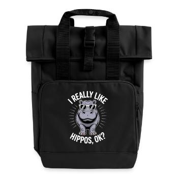 Nilpferd Sprüche Flusspferd Witz Nilpferd Geschenk - Rolltop Rucksack mit zwei Griffen - Schwarz - Vorne