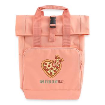 Prends une part de mon cœur – Pizza Herz Design - Sac à dos Roll Top à deux anses - rose liberty - Devant