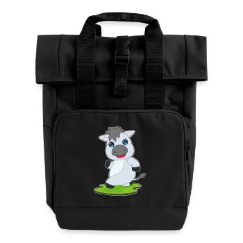 Esel Jogger Joggen Sport - Rolltop Rucksack mit zwei Griffen - Schwarz - Vorne