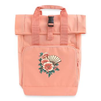 Pfingstrose und Fächer - Rolltop Rucksack mit zwei Griffen - Chintzrosa - Vorne