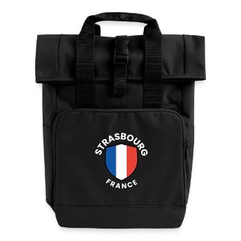 Strasbourg shield France - Roll Top Backpack with Two Handles - black - Front