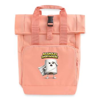Assholes Everywhere 3D Humor Design - Rolltop Rucksack mit zwei Griffen - Chintzrosa - Vorne