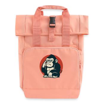 Pensive Monkey in Retro Style - Roll Top Backpack with Two Handles - chintz rose - Front
