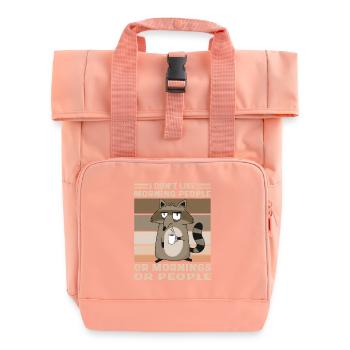 Muffle Raccoon Coffee Funny Saying Morning - Roll Top Backpack with Two Handles - chintz rose - Front