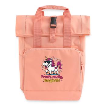 Cool Unicorn – Cheeky, Bold, Magical Design - Roll Top Backpack with Two Handles - chintz rose - Front