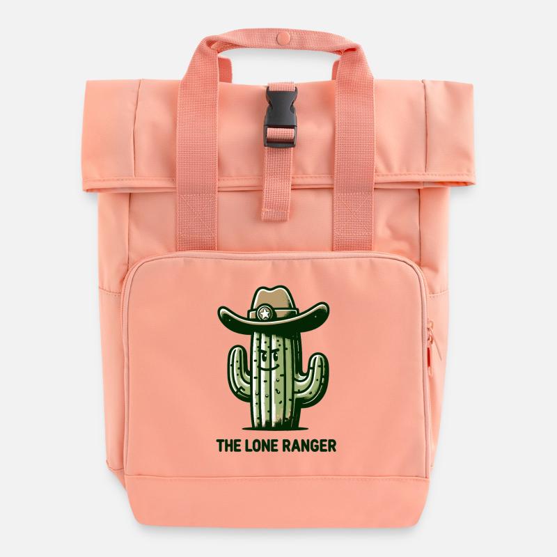 Cactus Cowboy Hat - Roll Top Backpack with Two Handles - chintz rose