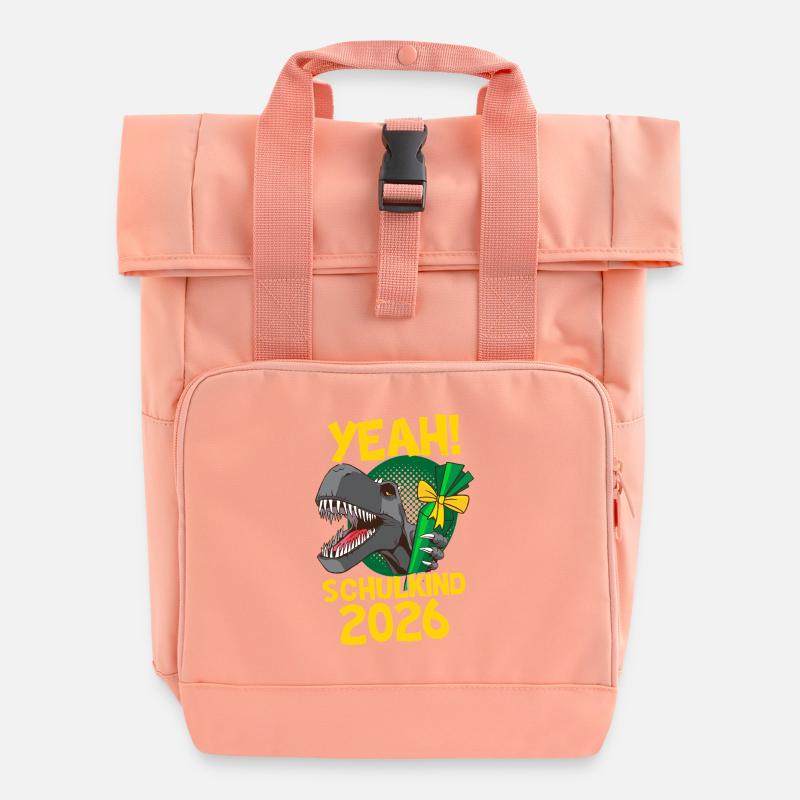 Yeah! Schulkind 2026 Dino Einschulung - Sac à dos Roll Top à deux anses - rose liberty