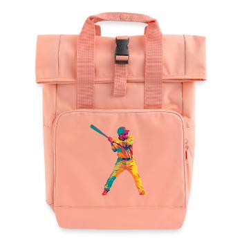 Pop-Art Baseball-Schwung - Rolltop Rucksack mit zwei Griffen - Chintzrosa - Vorne