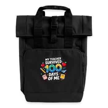Mein Lehrer Überlebt 100 Tage - Rolltop Rucksack mit zwei Griffen - Schwarz - Vorne