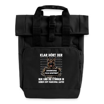 Hundehalter Geschenk Deutscher Schäferhund Gassi T - Rolltop Rucksack mit zwei Griffen - Schwarz - Vorne