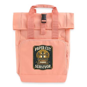 Paper Cut Survivor | Bookbinder Humor - Roll Top Backpack with Two Handles - chintz rose - Front