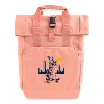 Skater Häschen - Rolltop Rucksack mit zwei Griffen - Chintzrosa - Vorne