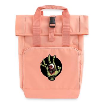 Grüne Zombie Monster Hand mit Auge Horror - Rolltop Rucksack mit zwei Griffen - Chintzrosa - Vorne