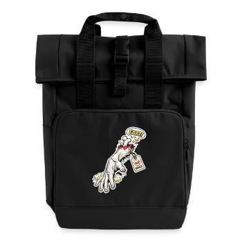 Fart Skeleton Zombie Hand Sticker - Roll Top Backpack with Two Handles - black - Front