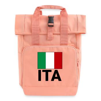 Sporty Italy flag with ITA abbreviation - Roll Top Backpack with Two Handles - chintz rose - Front
