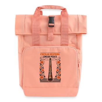 Circular breathing, inner peace | Didgeridoo - Roll Top Backpack with Two Handles - chintz rose - Front