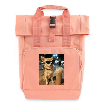 Chihuahua Night Coffee Style - Roll Top Backpack with Two Handles - chintz rose - Front