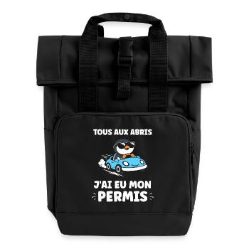 Führerschein-Humor - Rolltop Rucksack mit zwei Griffen - Schwarz - Vorne