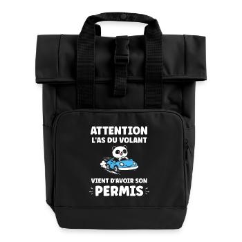 Führerschein-Humor - Rolltop Rucksack mit zwei Griffen - Schwarz - Vorne