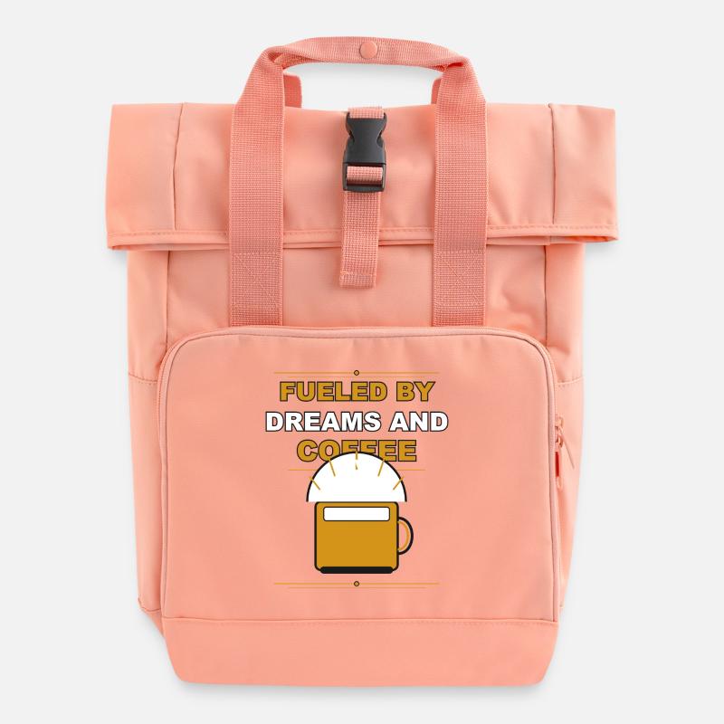 Coffee driven by dreams - Roll Top Backpack with Two Handles - chintz rose